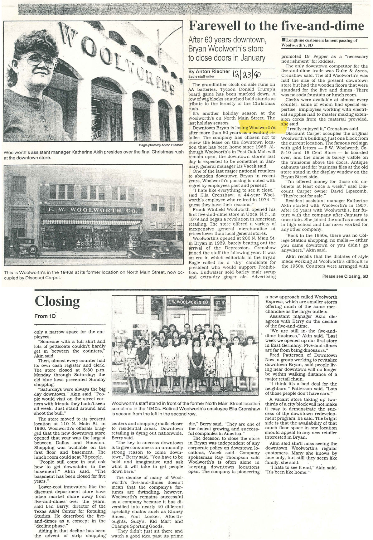 The Eagle Archives: Woolworth's
